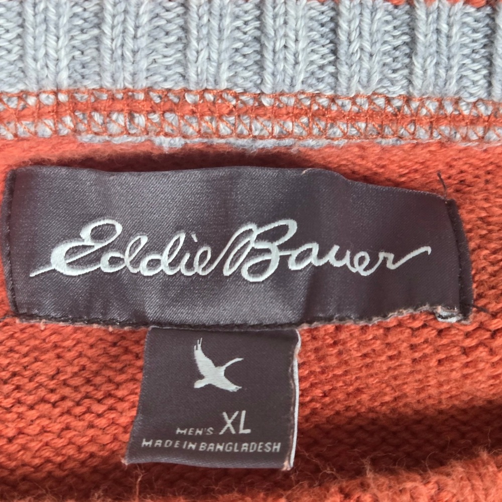 Eddie Bauer Mens Orange Cotton Crew Neck Raglan Sweater pullover XL - Picture 3 of 7